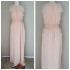Zara Basic Long Peach Pink Chiffon Dress Sz Small